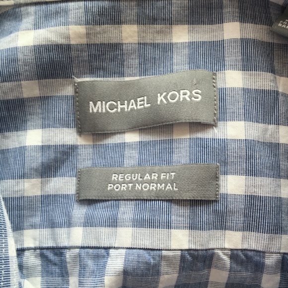 NWOT Michael Kors Men’s Regular Fit Dress Shirt – Size: L/G – Blue & White - Picture 4 of 6